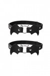 alisikee Lot de 2 jarretelles réglables en cuir chauve-souris élastique punk pour femme Noir, Noir , taille unique