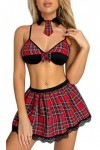 FEOYA Femme Ensemble de Lingerie Décolière Tenue de Cosplay Uniforme de Jeu de Rôle Schoolgirl Etudiant Costumes Mini Jupe B