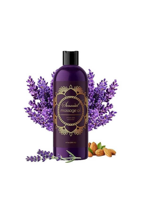 maple holistics Huile de massage sensuelle huile W/Lavande Pure - Relaxing huile damande et Jojoba - Femmes et Hommes â € «