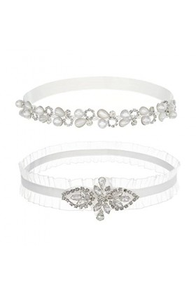 IYOU Brillant Strass Mariage Jarretières perle Blanc Mariée Jambe Ceintures Bling Cristal Bal de Promo Dentelle De Mariée Jar