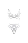 SARGE Sous-vêtements sexy pour femme en dentelle à trois points avec soutien-gorge et culotte