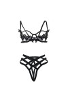 SARGE Sous-vêtements sexy pour femme en dentelle à trois points avec soutien-gorge et culotte