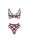 SARGE Sous-vêtements sexy pour femme en dentelle à trois points avec soutien-gorge et culotte