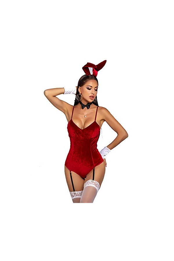 Kadila Ensemble de 6&nbsp;pièces de lingerie pour femme, uniforme au motif de lapin, sexy, costume de fête, festival Halloween, ro