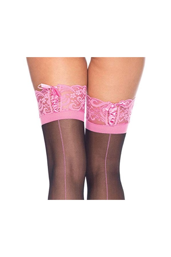 Leg Avenue Bas Cubains Duo Noir/Rose Taille Unique