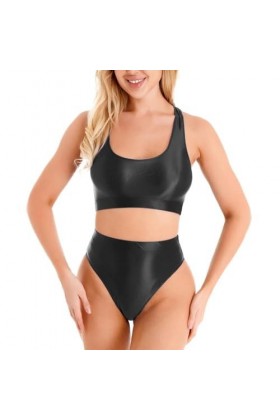 ZTIANEF Nuisettes Et Deshabillés Lingerie Sexy Haut Court Costume Maillot De Bain sans Manches Taille Haute Slip Ensemble T-S