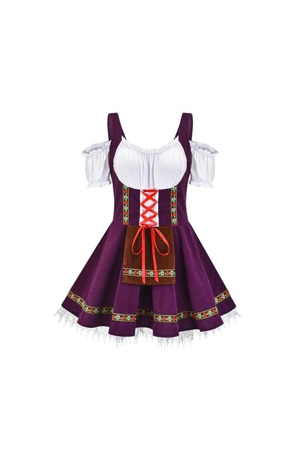 mingxinshangdian Multicolore Halloween Cosplay Oktoberfest Reine Costume Bavarois Traditionnel Ethnique Femme Scène Performan