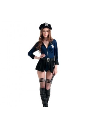 mingxinshangdian Tenue de police à fermeture éclair bleue, tenue de fête de carnaval dHalloween, uniforme-bleu-XXL