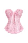 Niiyyjj Corset en jacquard pour femme - Bustier sexy à lacets en brocart - Costume vintage, rose, Medium
