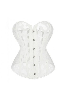 Niiyyjj Corset sexy en dentelle sur la poitrine en maille ajourée, blanc, 3X-Large
