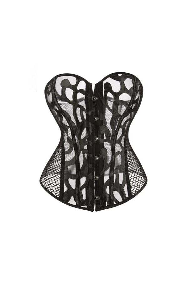 Niiyyjj Corset sexy en dentelle sur la poitrine en maille ajourée, blanc, 3X-Large