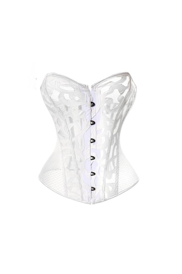 Niiyyjj Bustier sexy pour femme - Respirant et fin - Corset en maille filet, blanc, XX-Large