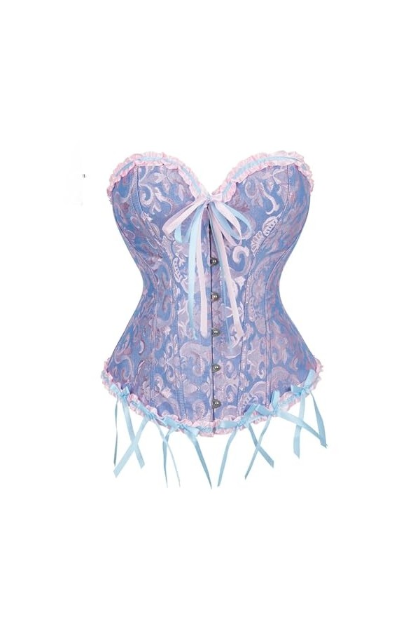 Niiyyjj Body Shapewear Lingerie Sexy Grande Taille Corset Plissé Dentelle Bordée Corsets Et Bustiers, café, Small