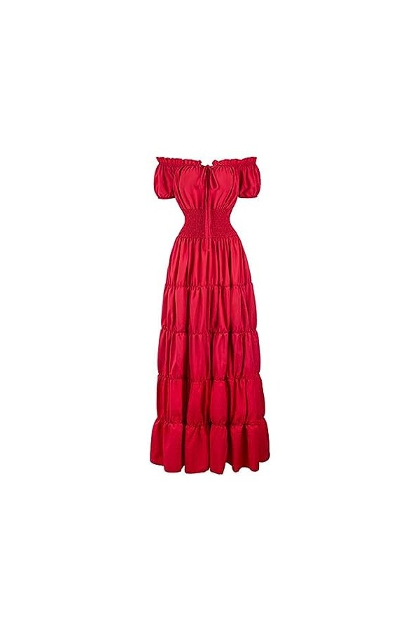 KBOPLEMQ Vêtements médiévaux pour femme - Robe victorienne de Renaissance - Robe longue à lacets - Robe vintage gothique - Ro