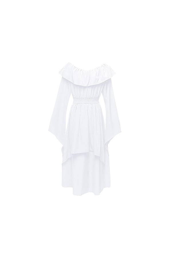 KBOPLEMQ Vêtements médiévaux pour femme - Robe Renaissance - Taille haute - Robe de sorcière médiévale - Robe victorienne ave