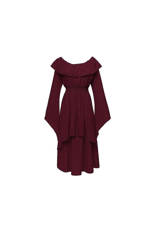 KBOPLEMQ Vêtements médiévaux pour femme - Robe Renaissance - Taille haute - Robe de sorcière médiévale - Robe victorienne ave