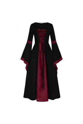KBOPLEMQ Vêtements médiévaux pour femme - Robe longue victorienne - Robe gothique - Robe dHalloween médiévale - Robe de prin