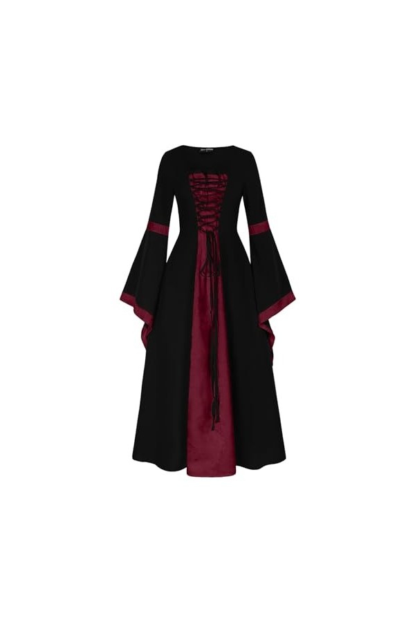 KBOPLEMQ Vêtements médiévaux pour femme - Robe longue victorienne - Robe gothique - Robe dHalloween médiévale - Robe de prin