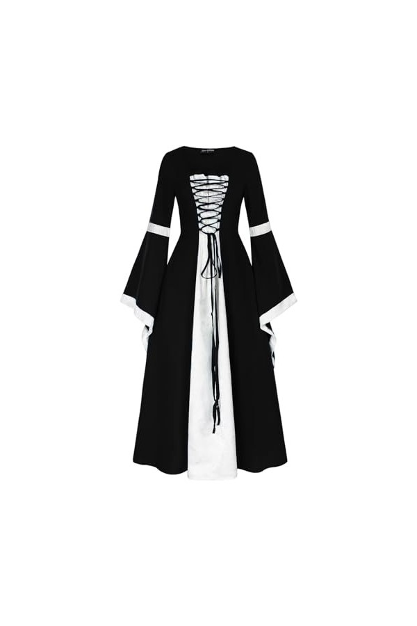 KBOPLEMQ Vêtements médiévaux pour femme - Robe longue victorienne - Robe gothique - Robe dHalloween médiévale - Robe de prin