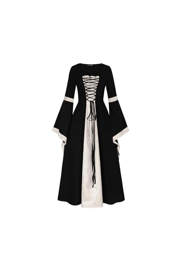 KBOPLEMQ Vêtements médiévaux pour femme - Robe longue victorienne - Robe gothique - Robe dHalloween médiévale - Robe de prin
