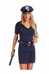Aiihoo Déguisement Policière Femme Sexy Costume Tenue Erotique Mini Robe Courte Sexy Uniforme Cosplay Halloween Carnaval Bleu