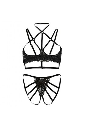 sous-vêtements Sexy pour Femmes, Soutien-Gorge Ouvert ajouré, Lingerie Transparente en Dentelle, Costumes érotiques, Ensemble