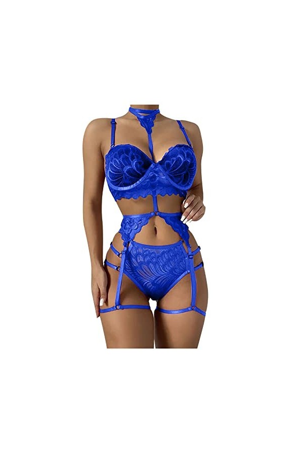 sous-vêtements Sexy pour Femmes, Soutien-Gorge, Coussinet de Poitrine, Jarretelles, sous-vêtements en Dentelle Transparente, 