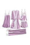 HANXIULIN Ensemble de pyjama pour femme en coton - Chemise de nuit sexy - Porte-jarretelles - Nuisette - Pyjama - Robe de cha