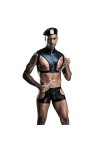 WRAZA Tenue de Jeu de Rôle de Policier pour Hommes Costume de Flic Clubwear Halloween Lingerie Nuit Gay Doux Cross-Dressing J