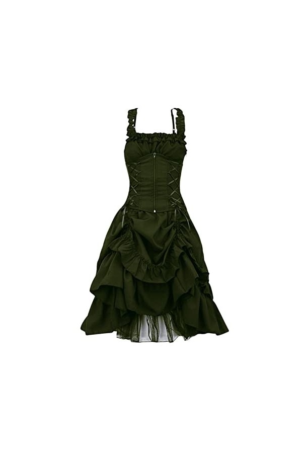 Vêtements médiévaux pour femme - Taille smockée - Robe trapèze rétro - Robe de bal - Robe midi - Rockabilly - Robe corset à b