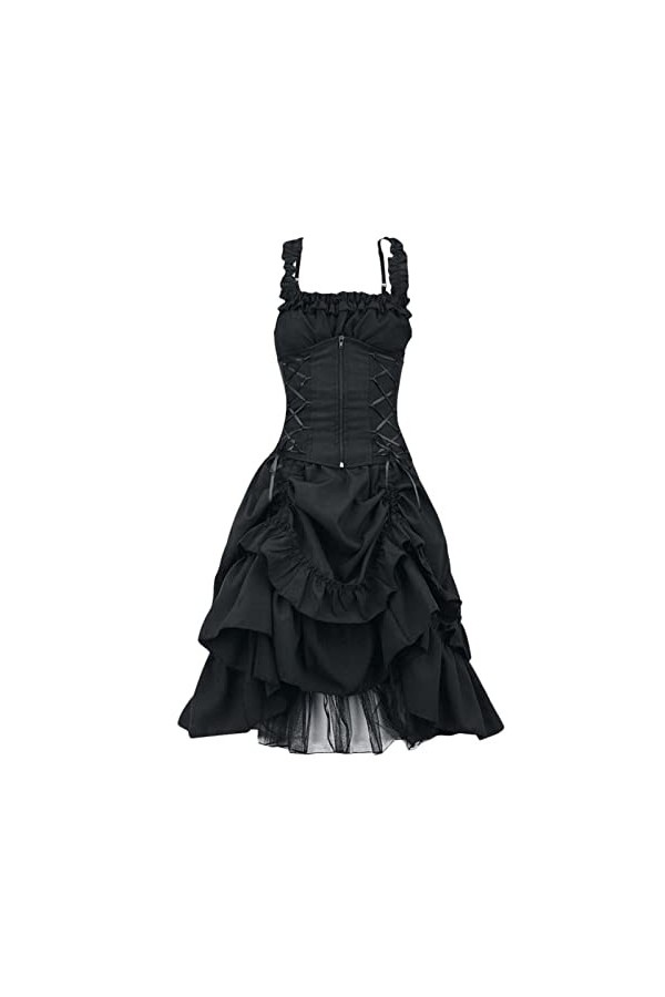 Vêtements médiévaux pour femme - Taille smockée - Robe trapèze rétro - Robe de bal - Robe midi - Rockabilly - Robe corset à b