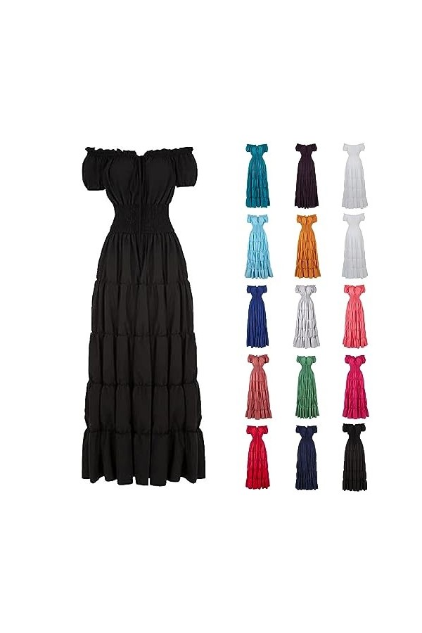 KBOPLEMQ Vêtements médiévaux pour femme - Robe victorienne de Renaissance - Robe longue à lacets - Robe vintage gothique - Ro