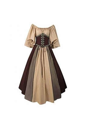 Robe de couleur contrastée pour femme, manches courtes, couleur unie, laçage sexy, Medievals Ecity, unisexe, adulte, femme, h