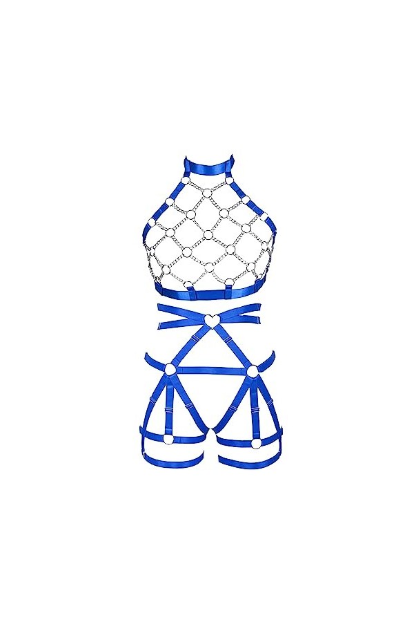 JMMHSS Femmes punk Body Strap lacets lingerie set garter ceinture Goth Halloween Dance orgie Vert de fruits 