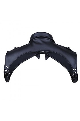 KEMTAT Costume réglable en similicuir pour homme avec boutons pression - Noir