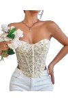 AIEOE Corset Sexy Femme Chaud Curvy Underbust sans Bretelles en Arête Taille XS Blanc