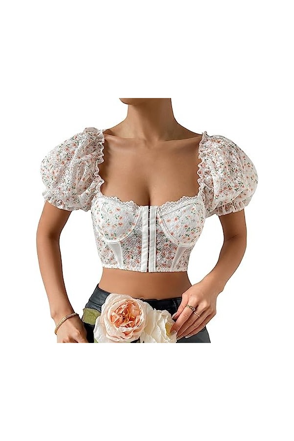 AIEOE Corset Sexy Femme Chaud Curvy Underbust sans Bretelles en Arête Taille XS Blanc