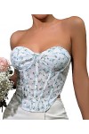 AIEOE Corset Sexy Femme Chaud Curvy Underbust sans Bretelles en Arête Taille XS Blanc