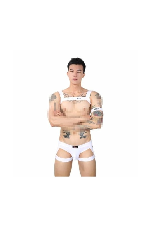 Sous-vêtements sexy pour homme, guêtres string, sangle de poitrine, bretelles dans le dos, ceinture en forme de cœur, collant