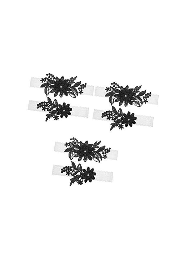 Abaodam 3 Ensembles Mariée Stretch Élastique Mariage Jarretières Florales Conception Ceintures Accessoires Vintage Ceinture D