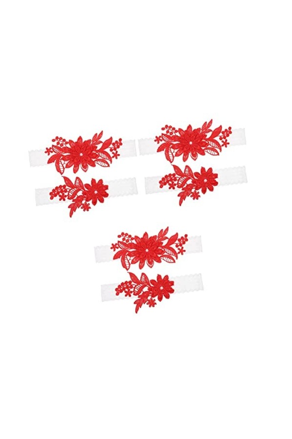 Abaodam 3 Ensembles Mariée Stretch Élastique Mariage Jarretières Florales Conception Ceintures Accessoires Vintage Ceinture D