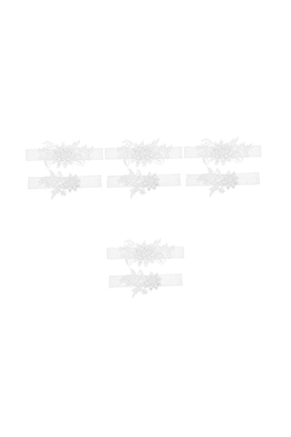 Abaodam 3 Ensembles Mariée Stretch Élastique Mariage Jarretières Florales Conception Ceintures Accessoires Vintage Ceinture D