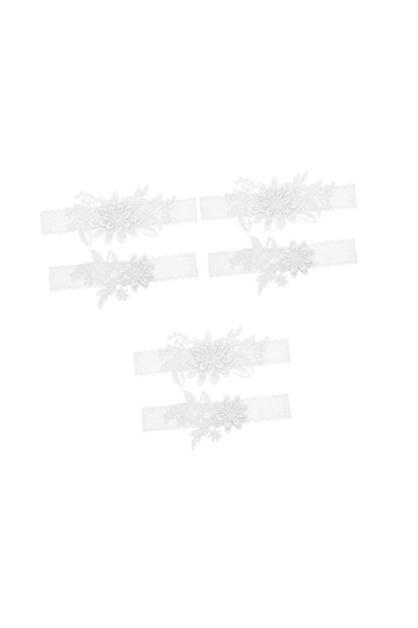 Abaodam 3 Ensembles Mariée Stretch Élastique Mariage Jarretières Florales Conception Ceintures Accessoires Vintage Ceinture D