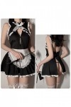 JINZIJINYU Érotique Nuisette Babydolls Sexy Teasing Temptation Évider Poitrine Fente Chemise De Nuit Femme De Ménage Costume 
