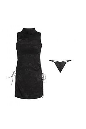 JINZIJINYU Lingerie Sexy Femme Coquine Hot Sexy Boucle Creuse Classique Mince Cheongsam Bandes Latérales Lit Costume Uniforme