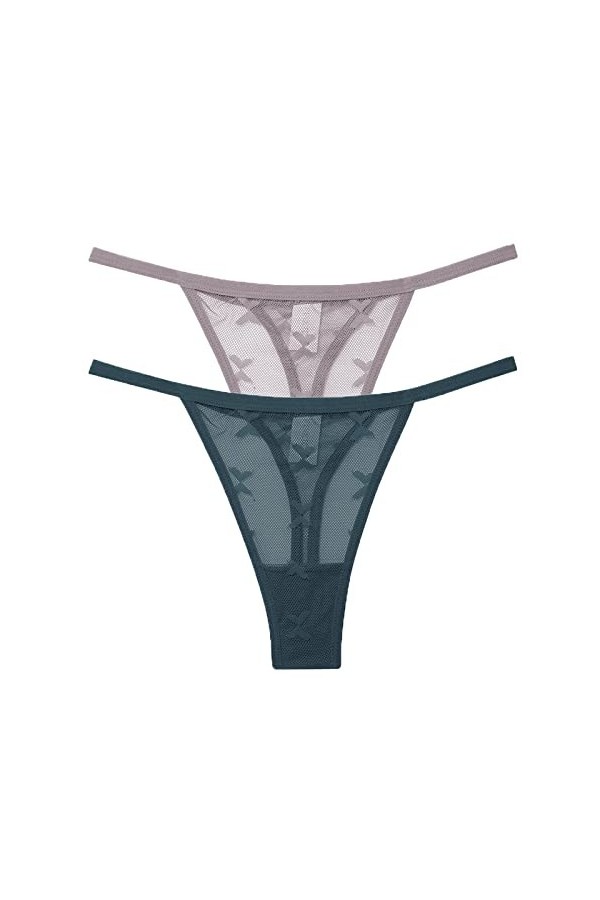 Montecarduo String Femme - 2Pcs / Set Sexy Mesh G-String Femme Sangle Fine Culotte Douce sous-Vêtements Transparents Femmes s