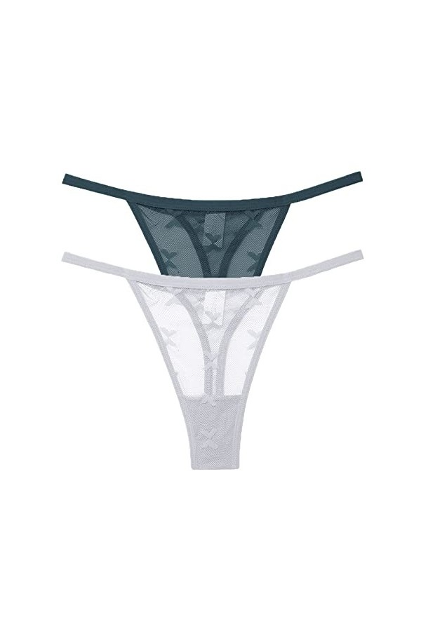 Montecarduo String Femme - 2Pcs / Set Sexy Mesh G-String Femme Sangle Fine Culotte Douce sous-Vêtements Transparents Femmes s