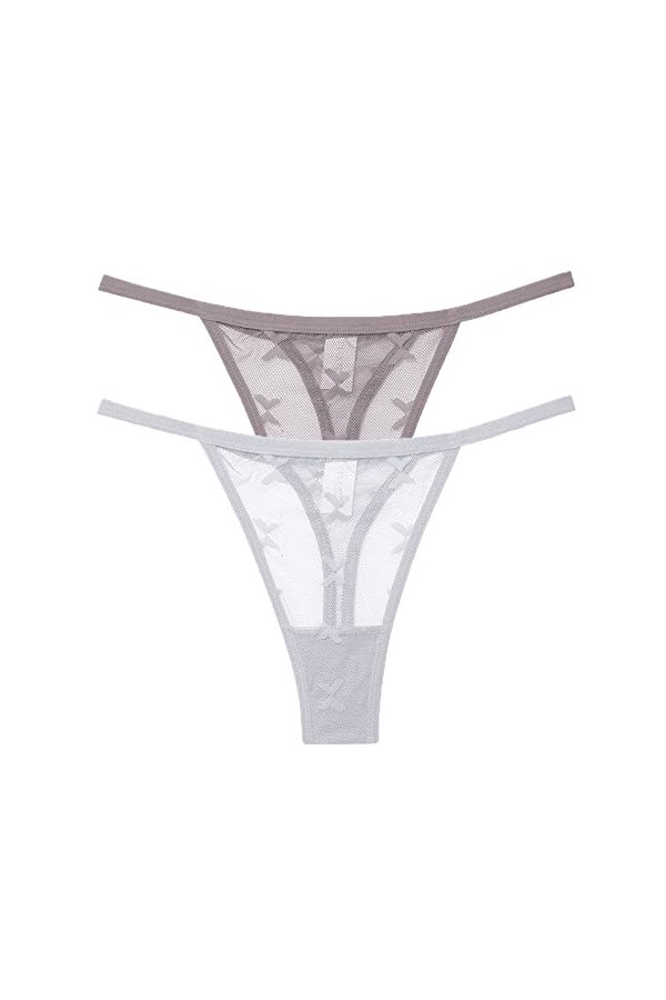 Montecarduo String Femme - 2Pcs / Set Sexy Mesh G-String Femme Sangle Fine Culotte Douce sous-Vêtements Transparents Femmes s