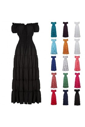 KBOPLEMQ Vêtements médiévaux pour femme - Robe victorienne de Renaissance - Robe longue à lacets - Robe vintage gothique - Ro