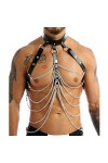 Mengsiy Hommes Réglable Noir O-Ring Chaînes Halter Corps Sexy Poitrine Ceintures Punk Gothique Rave Gay Costume Color : D 